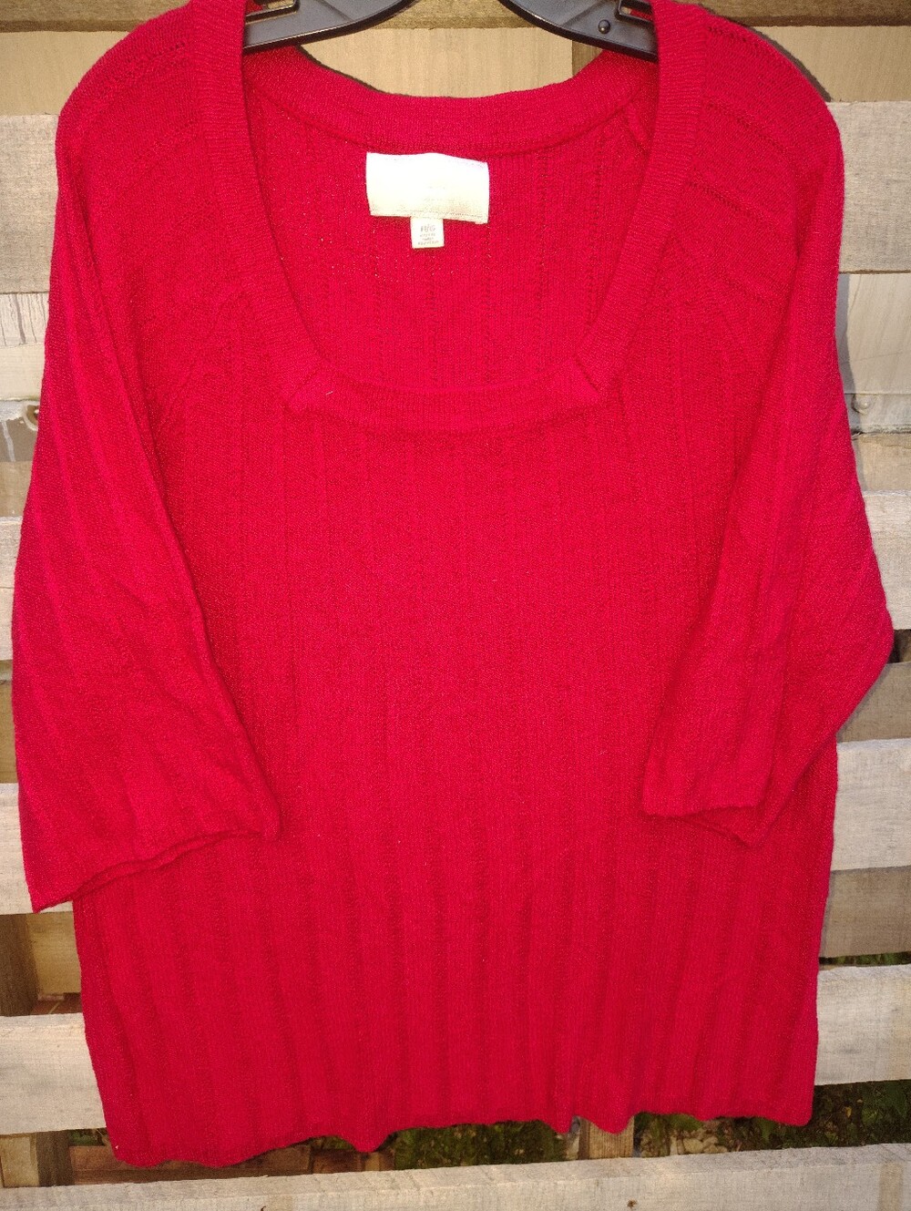 Red Womens Square Scoop Neck Sweater 14/16
